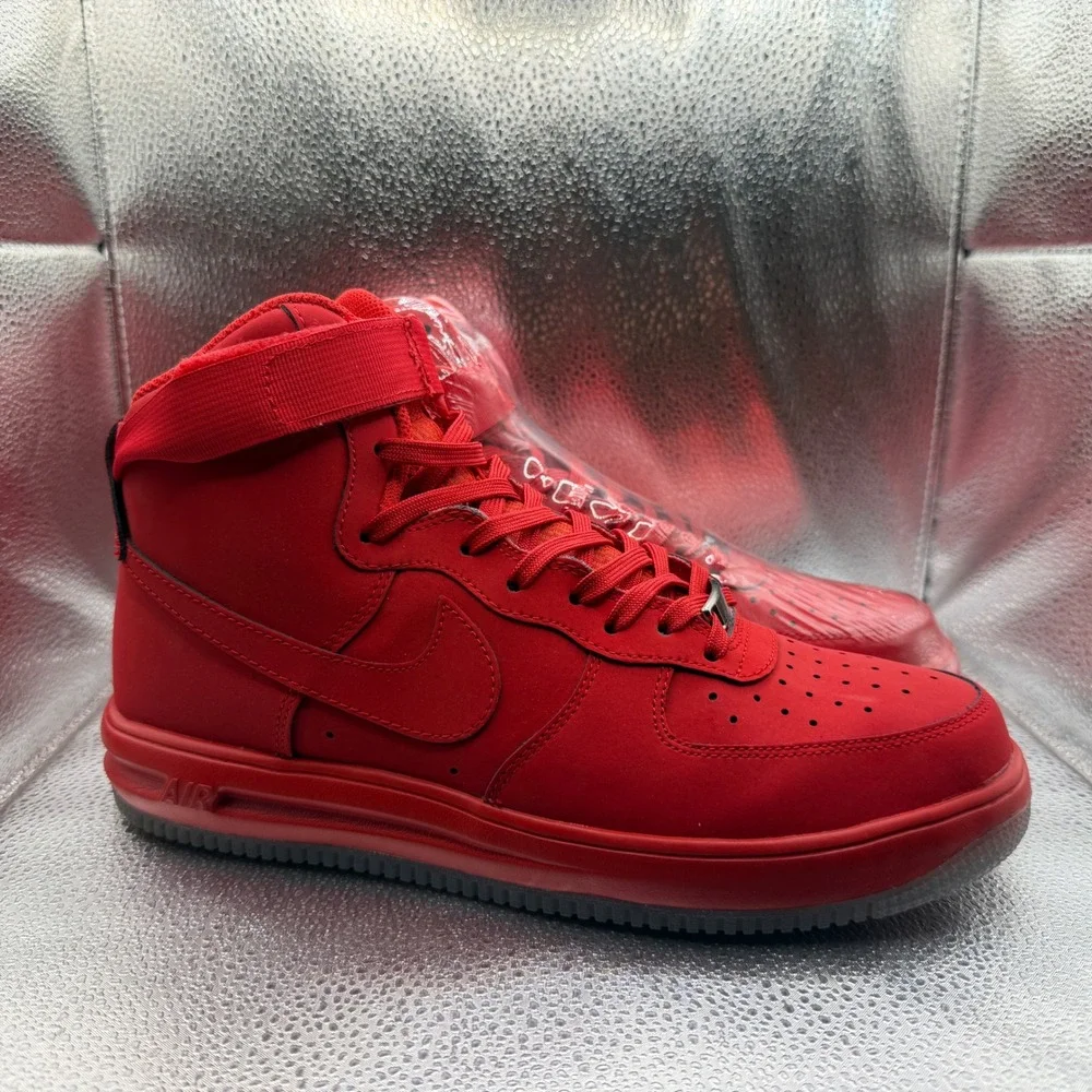 Size 10 Nike Lunar Force 1 High Mens Red Like New 705436-600 Sneaker